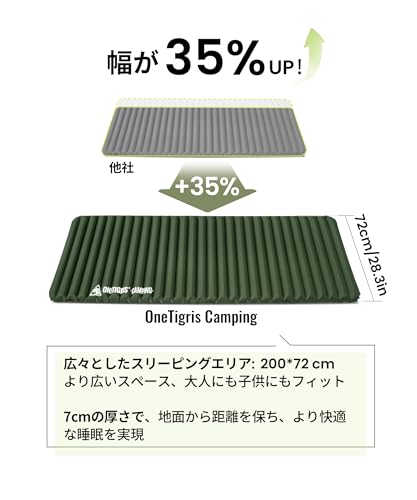 OneTigris JADE Air Mattress [Comfortable & Spacious Sleeping Area] Lightweight Camping Mat for Car Camping, Outdoor Activities, Solo Camping, Touring,