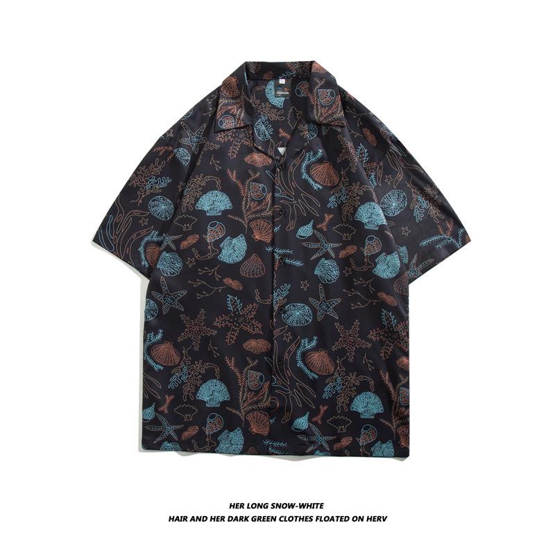 

Унисекс Винтаж Гонконг Цветочная рубашка: Короткий рукав, ретро-тайский гавайский дизайн XXX-Large