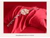 Luxury Dragon & Phoenix Embroidered Wedding Bedding Set - Red Bridal Room Dowry Sheet & Duvet Combo