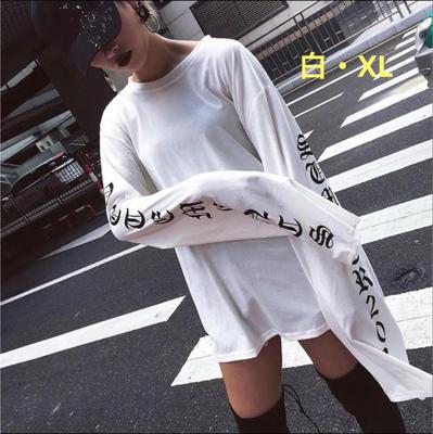 [USED] Long-sleeved T-shirt, Dance, Skateboard, Streetwear, Ulzzang, Black, White, Orange, Korean