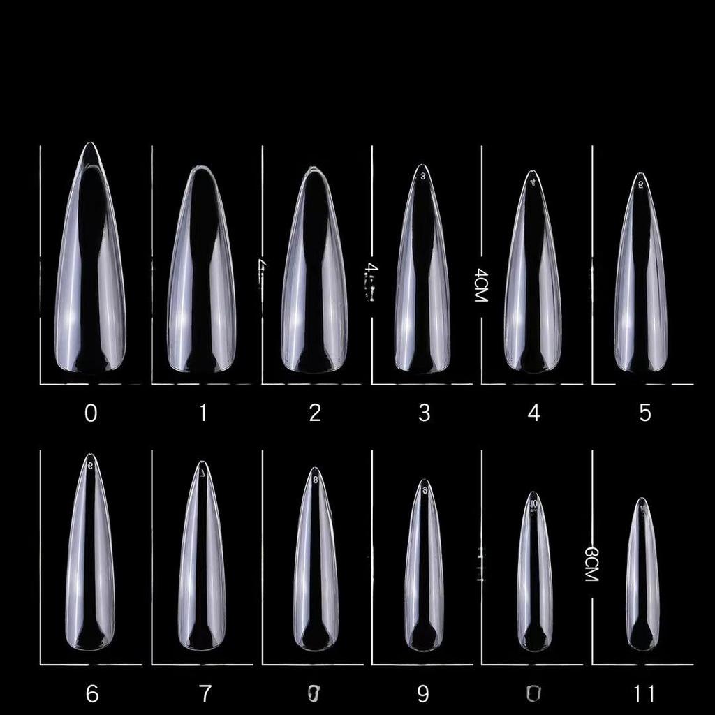 Nail Art Tips - 240-Piece Box, Long Denim, Ballet, Trapezoidal & Oval False Nails