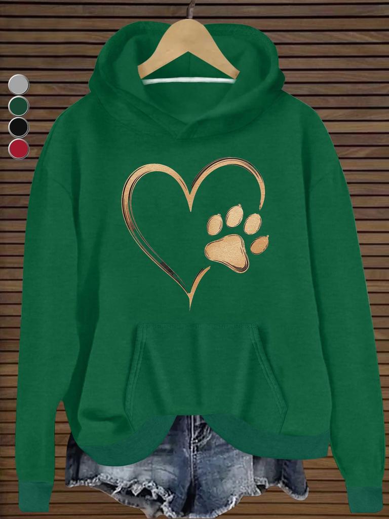 Heart Outline With Paw Print women's hoodies