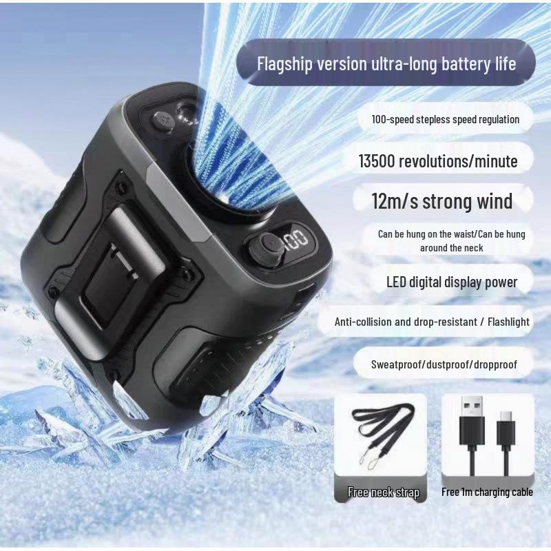 Portable Rechargeable Waist & Neck-Hanging Fan - Strong Wind, Outdoor Cooling Clip-on