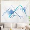 Navy Blue Watercolor Mountains Wall Tapestry, Sky Wall Hanging Large Tapestry Decoration Polyester Fiber White Hem Around for