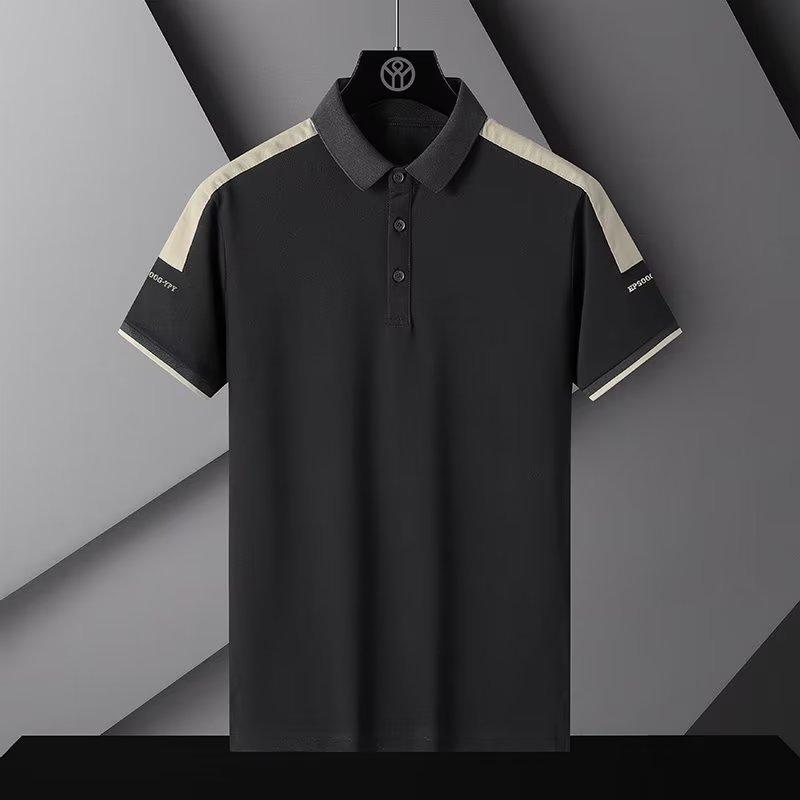 Men's Summer Polo Shirt T-Shirt Comfortable Breathable Splicing Tee Solid Color Loose Casual Lapel Short-Sleeve Shirt