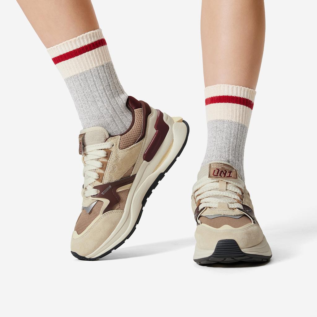 Li Ning 001 Original Aspiration V2 Antidérapantes, Résistantes à l'abrasion, Amorti Faible tige Chaussures Décontractées Femme Beige Umber AGCV010-1