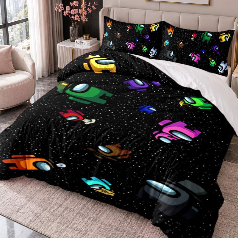 Among Us 3Pcs Bedding Set Duvet Cover With Two Pillowcases For Bedroom Home Decoration