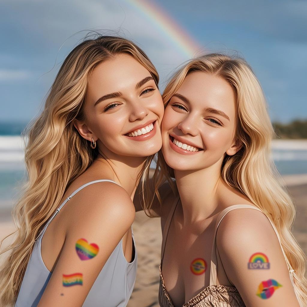 Rainbow Tattoo Stickers Love Color Prints Tattoo Rainbow Day Holiday Party Celebration Temporary Tattoo Stickers