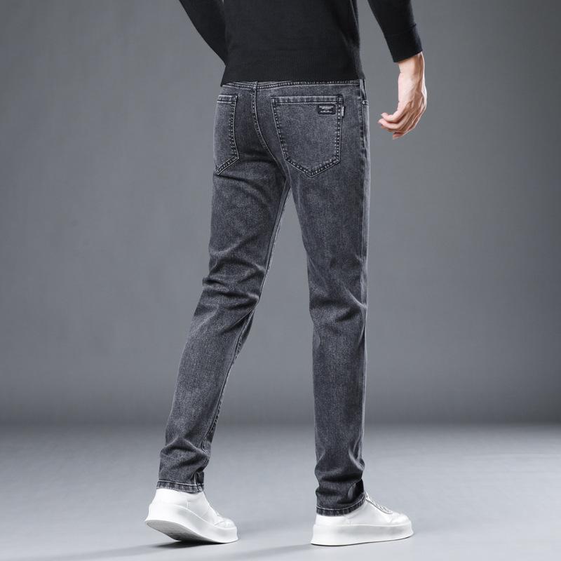 Winter Fleece Thick Warm Jeans Men's Slim Straight Elastic Denim Pants Casual Male Clothing Fashion Plush Trousers