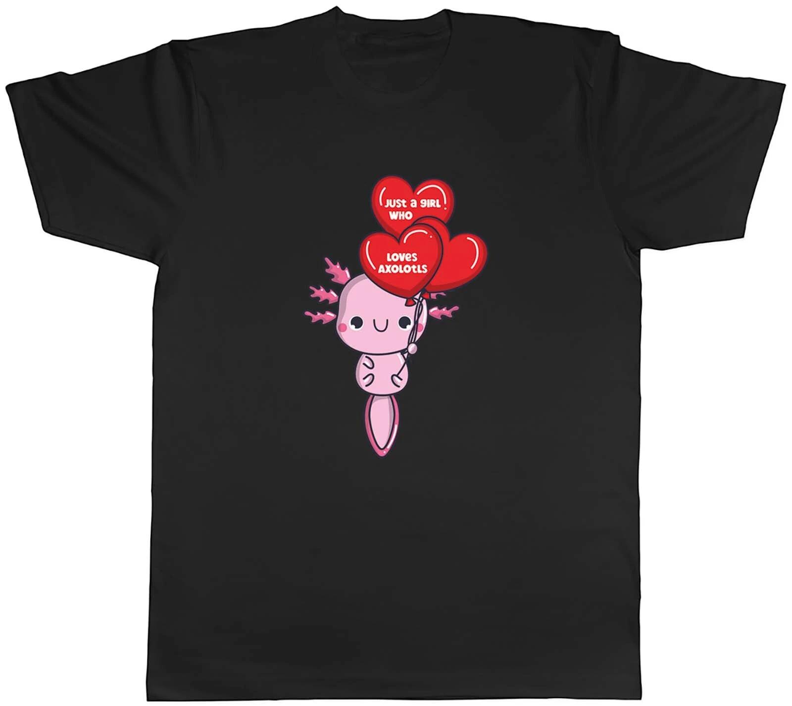 Girl Who Loves Axolotls Mens T-Shirt Aquatic Smiling Sea Creature Tee Gift S
