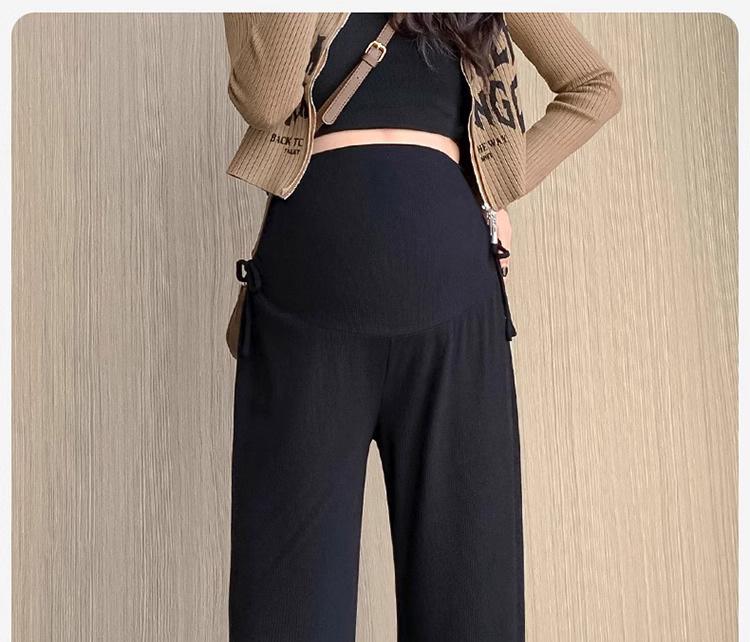 2025 New Style Maternity Drawstring Wide-Leg Pants for Spring & Autumn - Petite Casual Wear