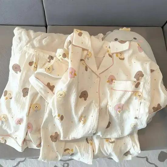 Nuovo Set Pigiama Estivo da Donna in Cotone Nuvola - Carino a Maniche Corte con Pantaloncini