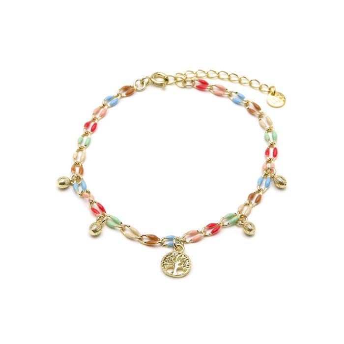 Bracelet - LUXENTER - Ximue - Argent 925 - Or Jaune 18k - Laque Multicolore