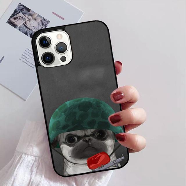 Pug Dog Funny Cartoon Phone Case for iPhone 11 12 13 14 Pro Max Mini XR XS SE 2020 6 7 8 Plus Samsung S21 S22 Coque Fundas
