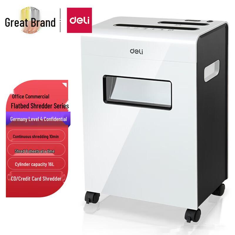 

Deli 9911 Commercial Paper Shredder (8 Sheets, Level P-4) CN plug (adapter included)