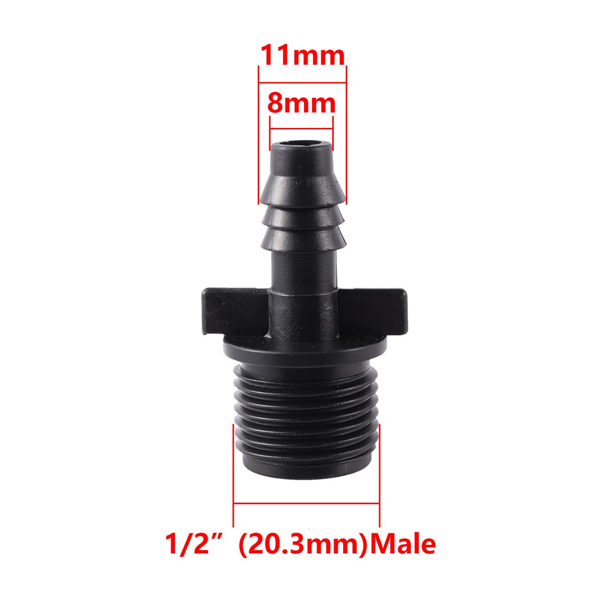 

8/11mm Hose to 16mm Nipple Quick Straight Connectors 1/2 3/4 Threaded Garden Orchard Irrigation Atomization Joints 1/5 Sets 1 sets