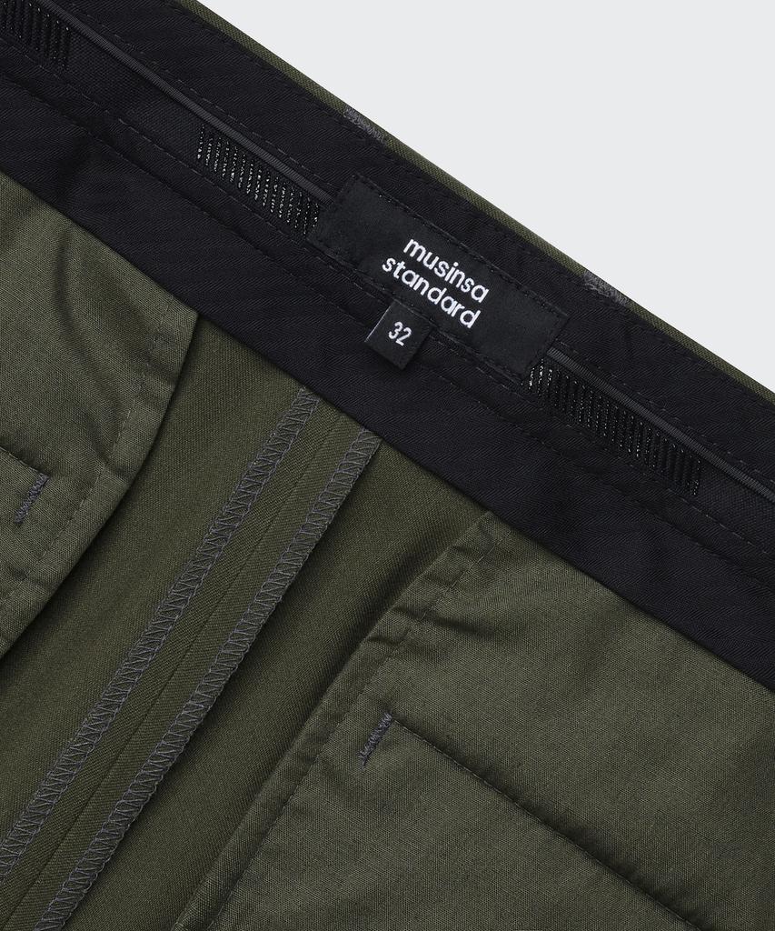Musinsa Standard Real Wide Hidden Banding Slacks [Dusty Khaki]