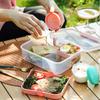 Portable Double Layer Bento Box With Dividers For Office Lunches And Picnics