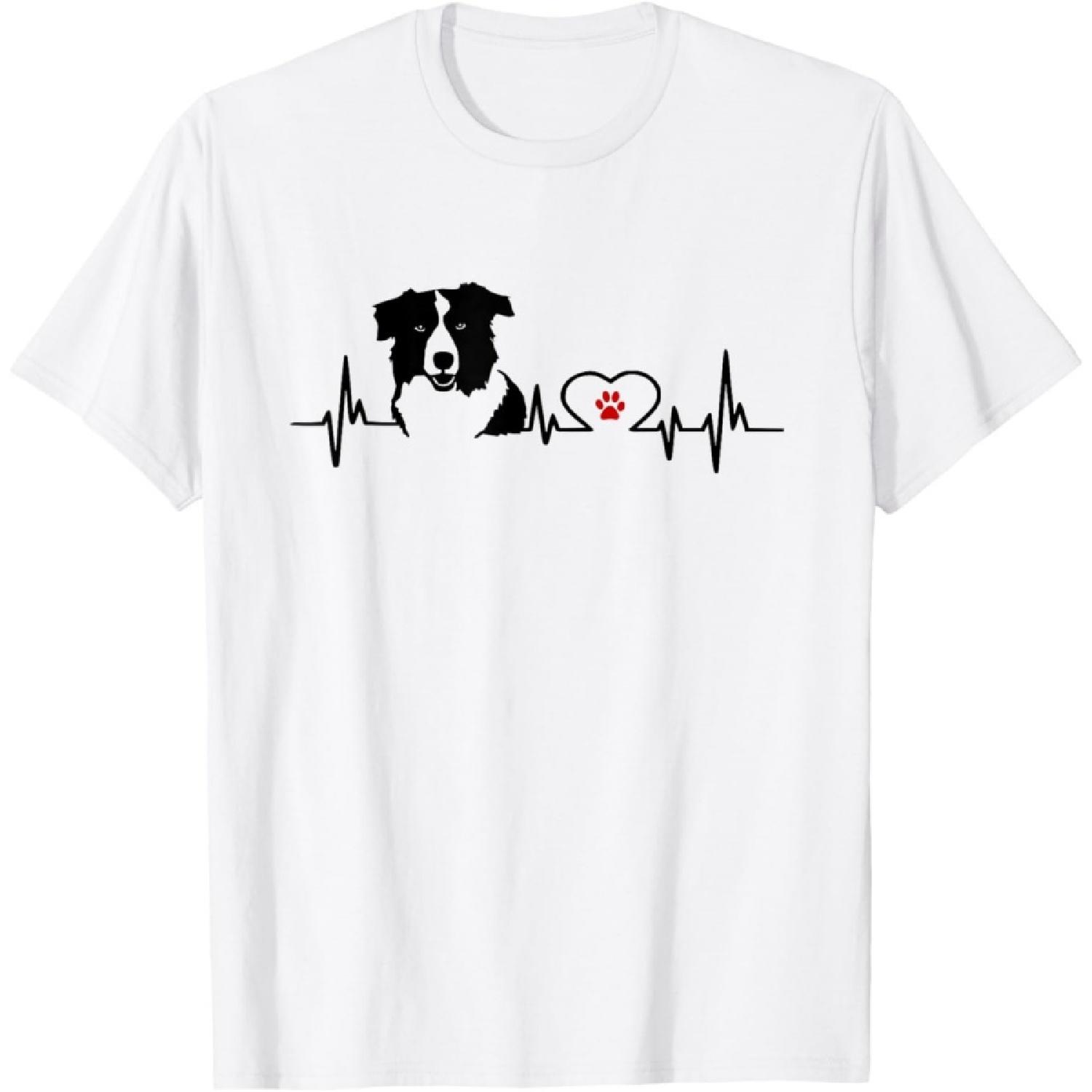 Border Collie Heartbeat Heart Line T-Shirt Gift Idea T-Shirt S