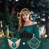 Magical Forest Elf Costume, One Shoulder Trumpet Sleeve Medieval Dress, Suitable for Halloween Cosplay, Renaissance, and Theme Parties