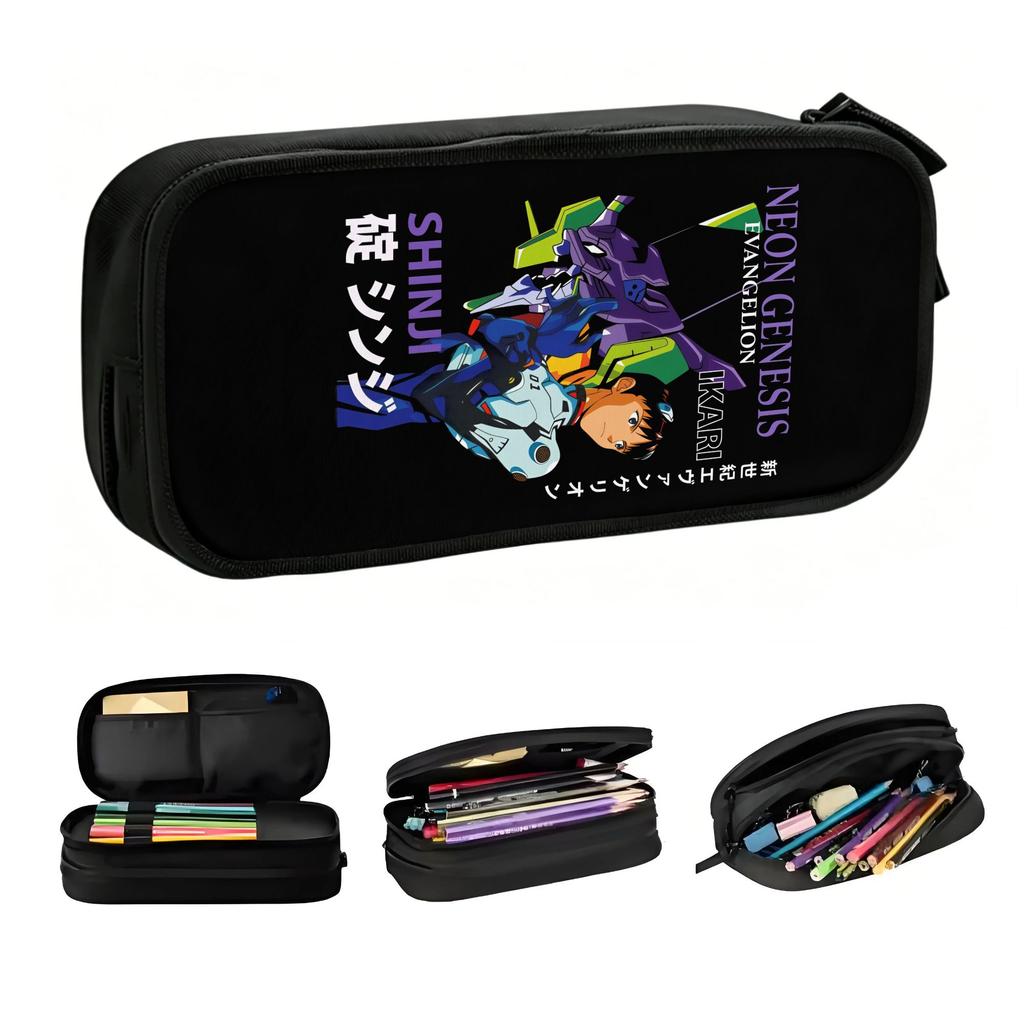 Anime Neon Genesis Evangelion EVA Kawaii Pencil Cases Boy Girl Large Capacity Japanese Pencil Bag Pouch Students Stationery