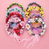Flowers Leaves Headbands with Adjustable Ribbon Bohemia Garland Bridal Halo Headpiece Rose Flower Crown Girls Floral Wreath