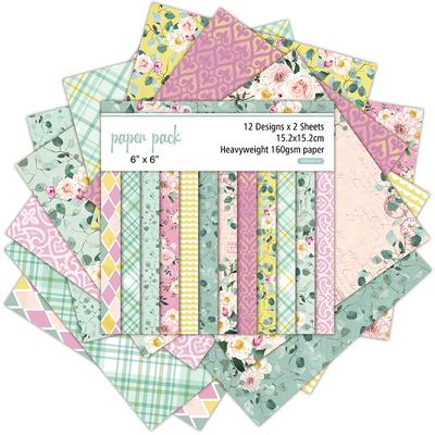 24 Sheets Rose Craft Paper Pads Cutting Dies Art Background Origami Scrapbooking Card Making