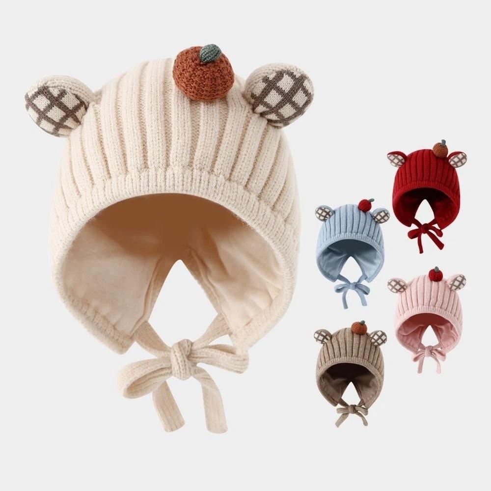 Cute Toddler's Plush Knitted Hat Cold-Resistant Kids Ear Protection Hat  Photography Props