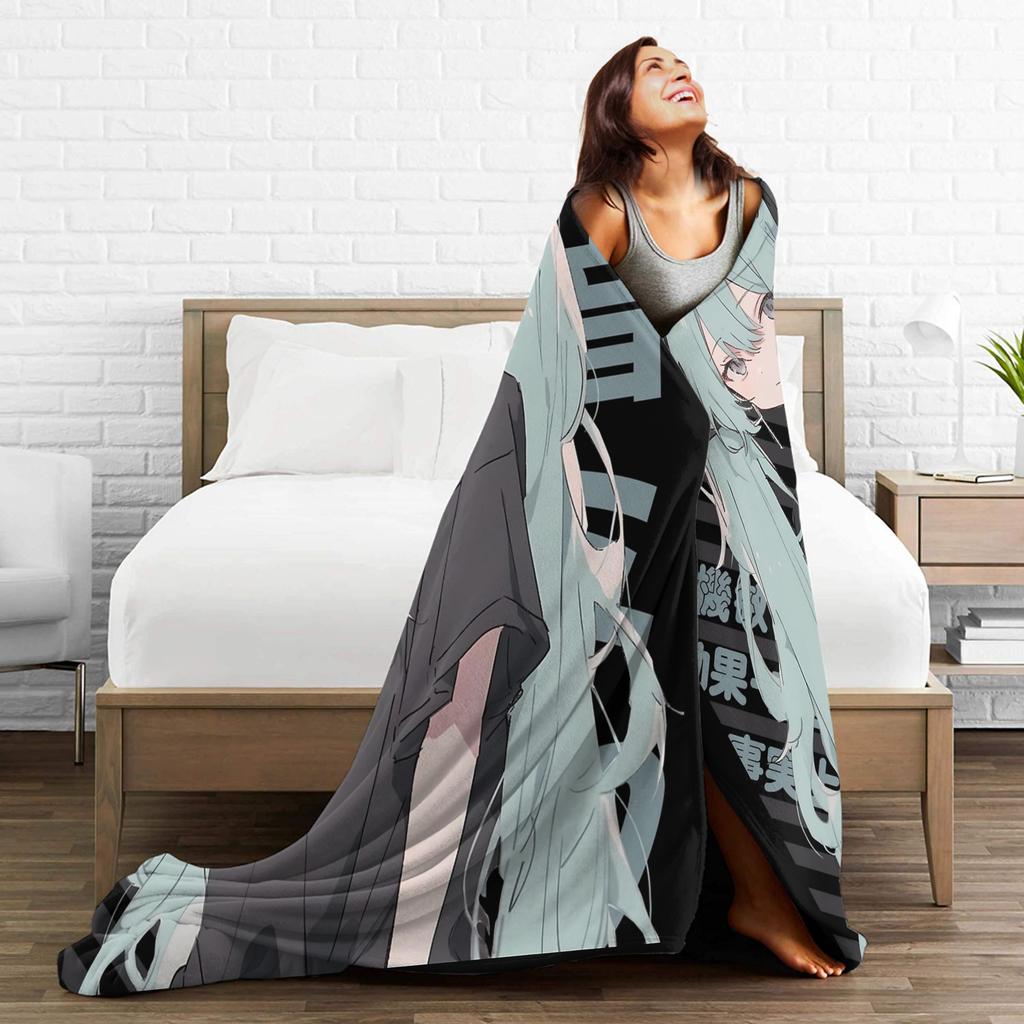 Vocaloid Hatsunes Mikus Blanket Flannel Autumn/Winter Multifunction Super Warm Throw Blankets for Home Couch Quilt