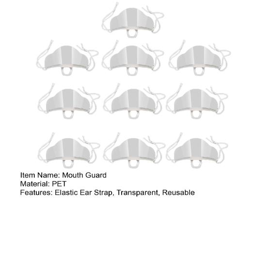10Pcs Spit Guard Mouth Cover Reusable Transparent Face Guard with Elastic Ear Strap