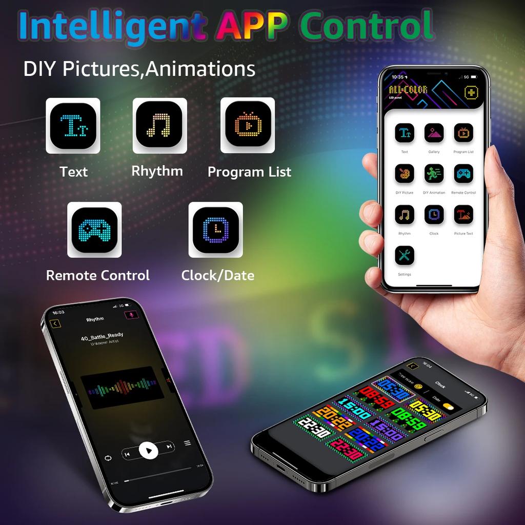 Lumină Publicitară cu Afișaj LED pentru Mașină Semn pentru Mașină Panou Matrice Flexibil cu Control prin Aplicație de la Distanță Afișaj cu Animație Model DIY