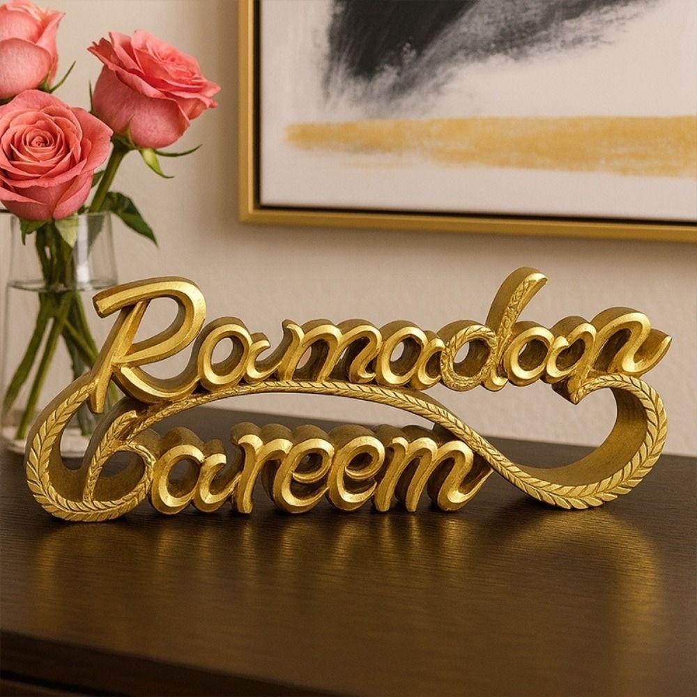 Resin Ramadan Letter Ornaments Gold Ramadan Table Ornament  Party Decorations