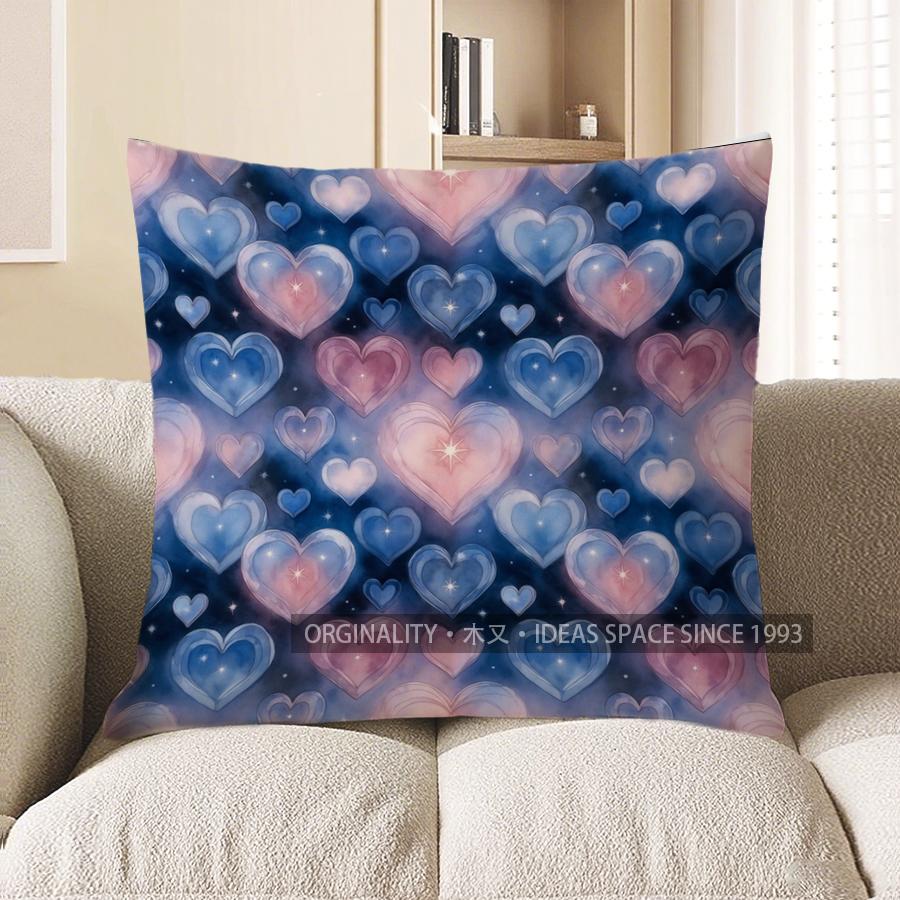 2D Colorful Heart Pattern Pillow Covers For Decor Pattern Cushion Cover Suitable For Sofa Bedroom Car Pillow Cover