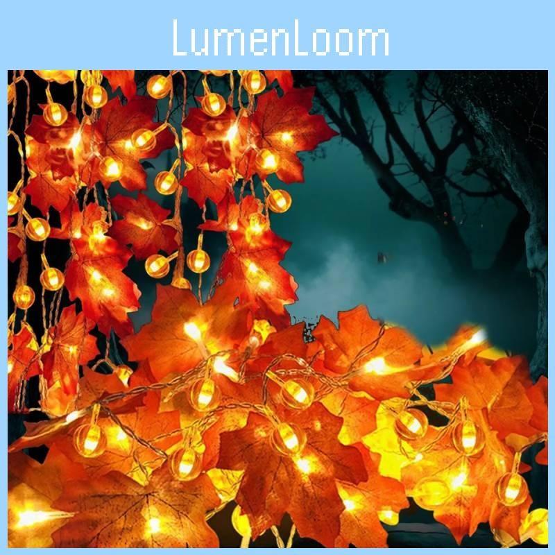 Fairy Halloween Decoration String Lights Pumpkin Autumn Maple Leaf Party Lamp