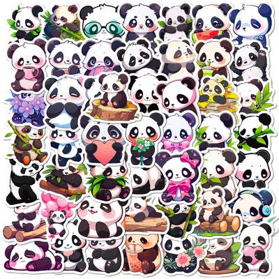 50 Cartoon Panda Stickers Creative Trend Doodle Cartoon Panda Stickers Children Cute Animals DIY Stickers