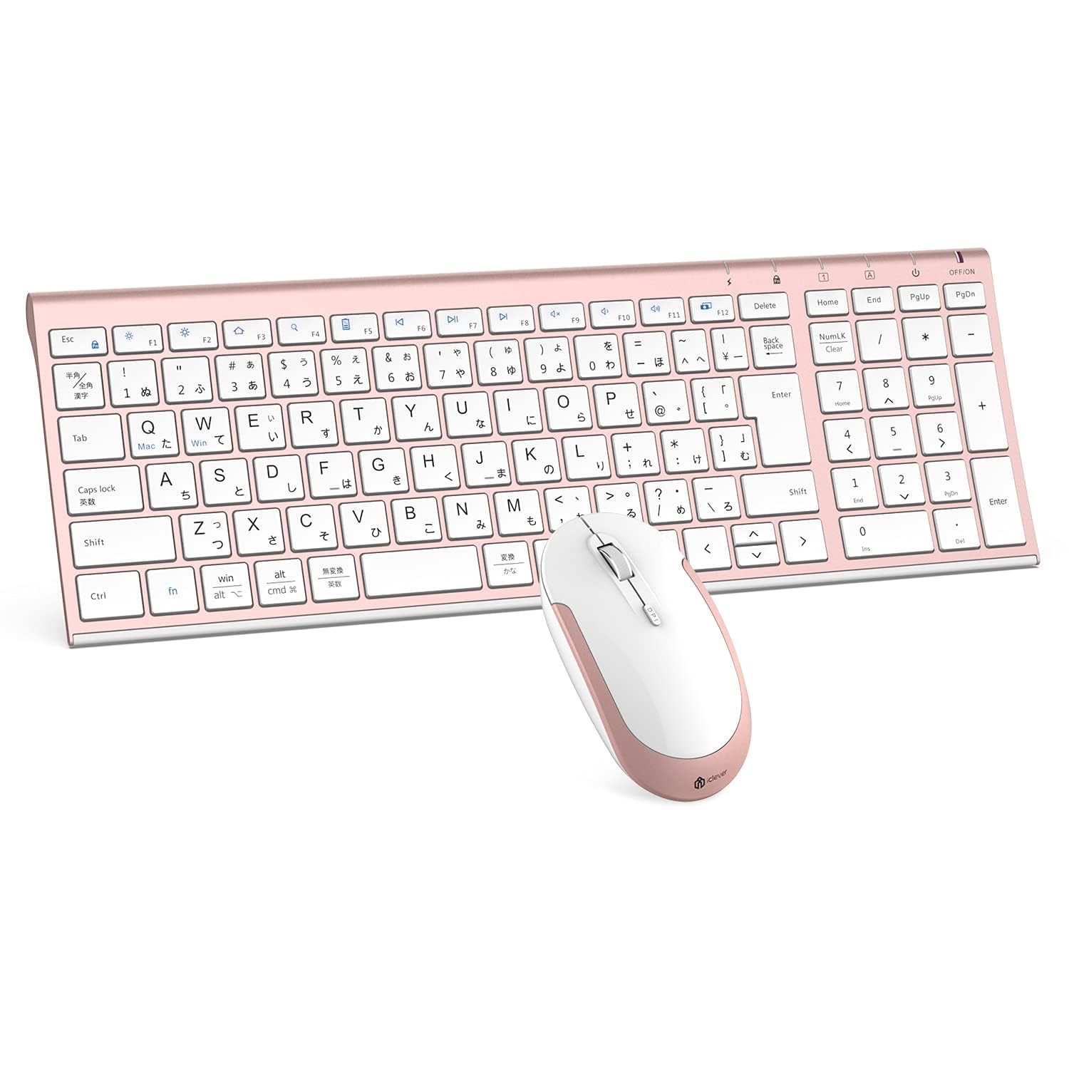 

iClever Wireless Keyboard and Mouse Japanese Wireless Keyboard and Mouse USB Rechargeable Keyboard with Numeric DPI Compatible with Windows and Set,