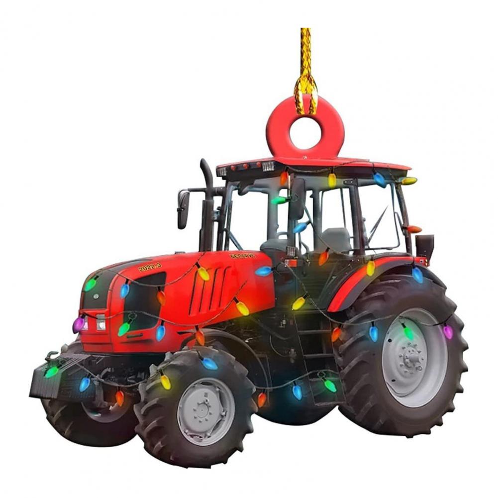 Christmas Vehicle Ornament Acrylic Truck Tractor Airplane Christmas Tree Ornament For Holiday Party Decoration Home Ornament