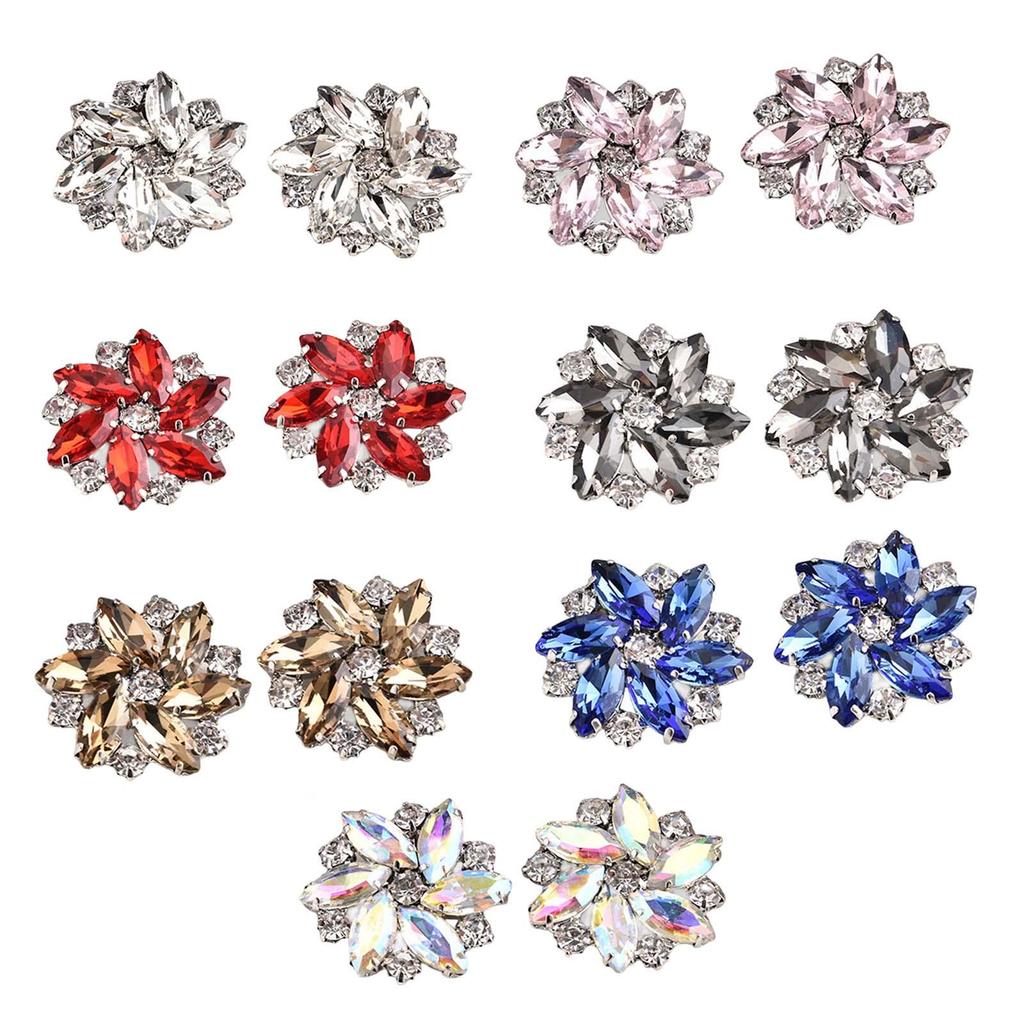 2Pcs Elegant Rhinestone Shoe Clips Shoes Jewelry Decoration Wedding Diamond Removable for Hats DIY Craft Accessories Dress Party