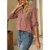 Frühling und Herbst Damen Hemdbluse Stretchshirt V-Ausschnitt Langarmshirt