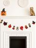 1 Stück Halloween-Girlande Banner, Vintage Kürbis, Schwarze Katze, Skelett & Totenkopf Formen, Wandbehang Dekoration für Hausparty & Kamin