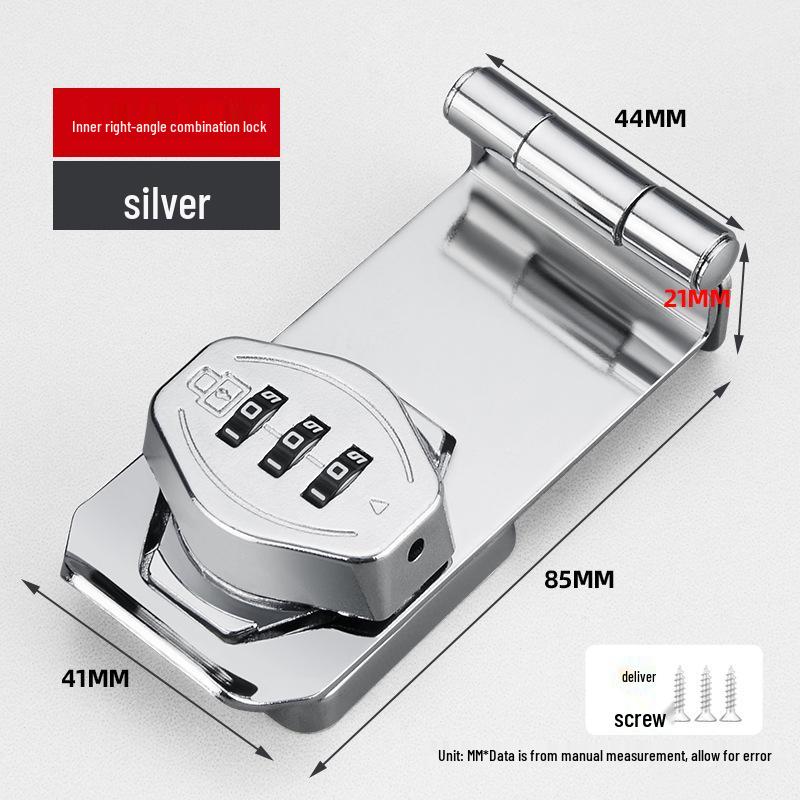 No-Drill Combination Lock for Cabinets, Drawers, and Refrigerators - Anti-Theft Double Door File Latch