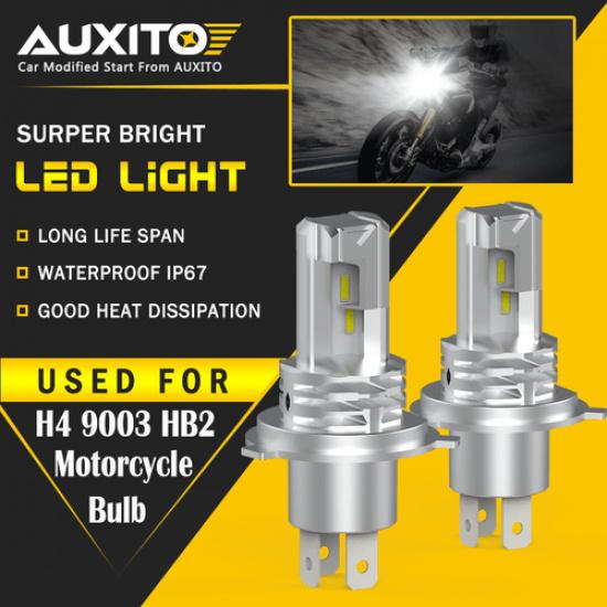 2X H4 LED Bulb HID White Hi/Low Beam Motorcycle Headlight 6000K