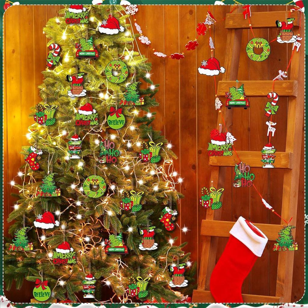 36pcs Christmas Tree Ornaments Decorations - Xmas Hanging Ornaments Decorative, Merchandise Gift Ideas Holiday Decor Indoors Home House Decorations