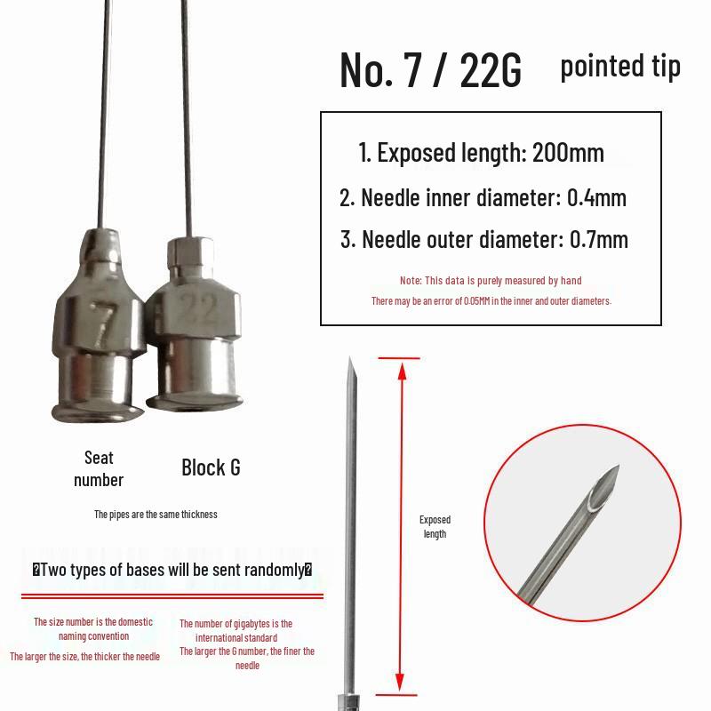 200mm Precision Stainless Steel Dispensing Needle with Pointed and Flat Tips