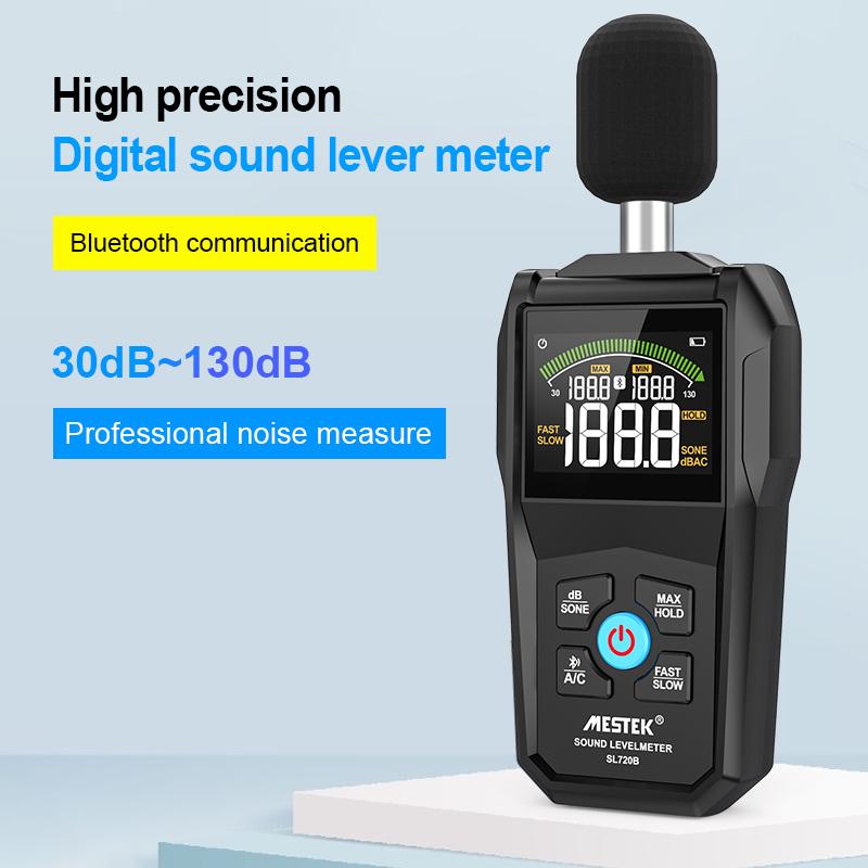  Bluetooth Noise Sound Level Meter Color Display Fast Slow Sampling Rate Capacitive Microphone Monitor 30-130dB Backlight