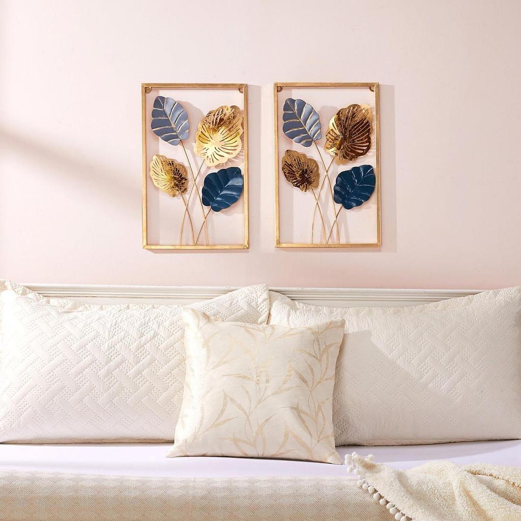 Gold Metal Wall Art Decor for Living Room | Elegant Iron Wall Hanging |  Wall Hanging | Wall Décor | Easy Installation | 42 x 28 cm Each | Set of 2