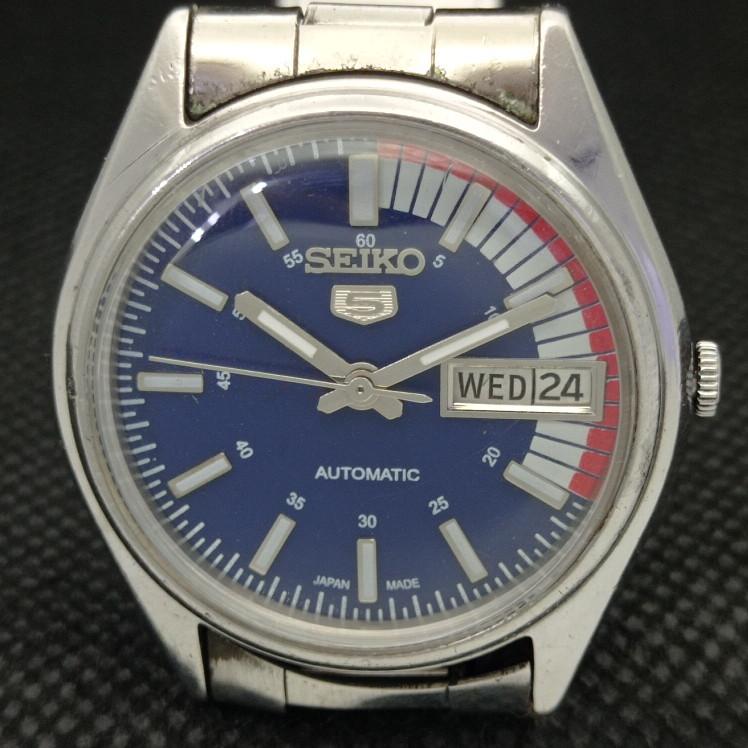 GEBRAUCHTE VINTAGE SEIKO 5 AUTOMATIK 6309A JAPAN HERREN D/D BLAU UHR 608g-a316342-9 SKU608g-a316342