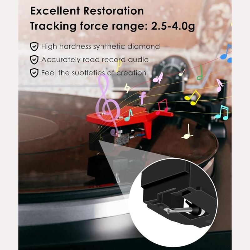 Turntable Needle Plastic Styluses Phonograph Maintenance Part with Cleaning Brush Turntable Styluses for Record Player
