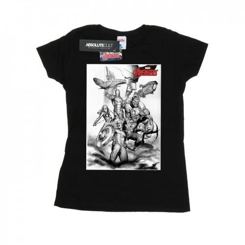 Marvel Womens/Ladies Avengers Assemble Team Sketch Cotton T-Shirt