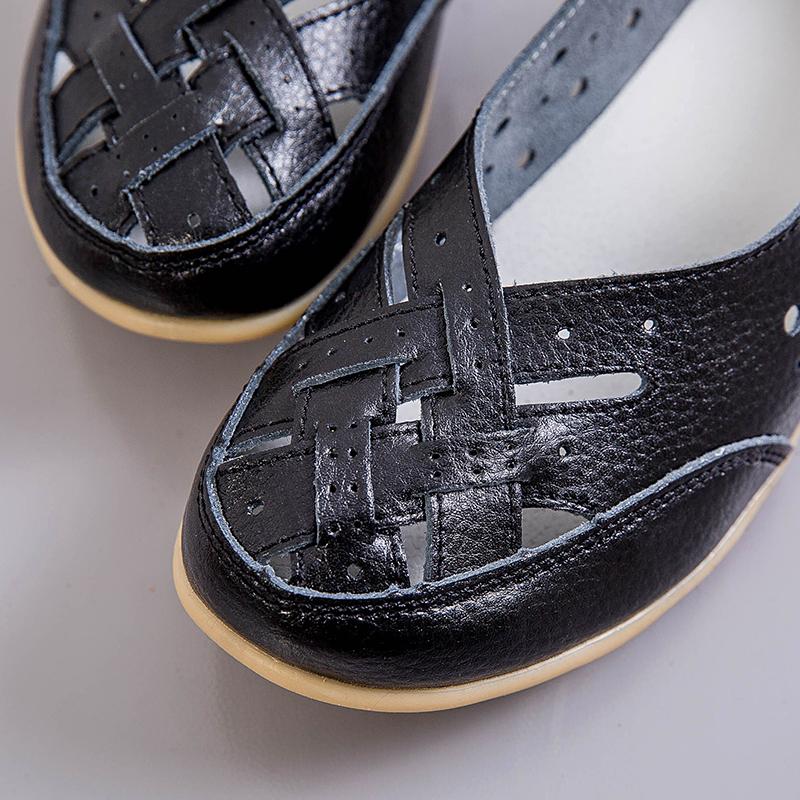 Women's Flats Loafers Leather Driving Shoes Moccasins Comfort Casual Slip On Summer Nurse Shoes for Mother Large Size